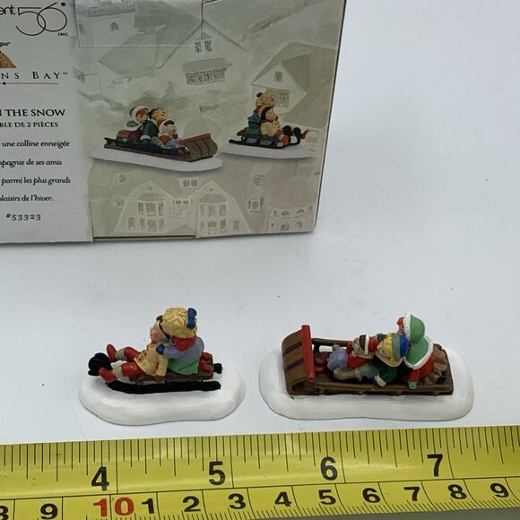 Department 56 Seasons Bay Fun in the Snow Figurines Set of 2 Sledding Children - Picture 2 of 9